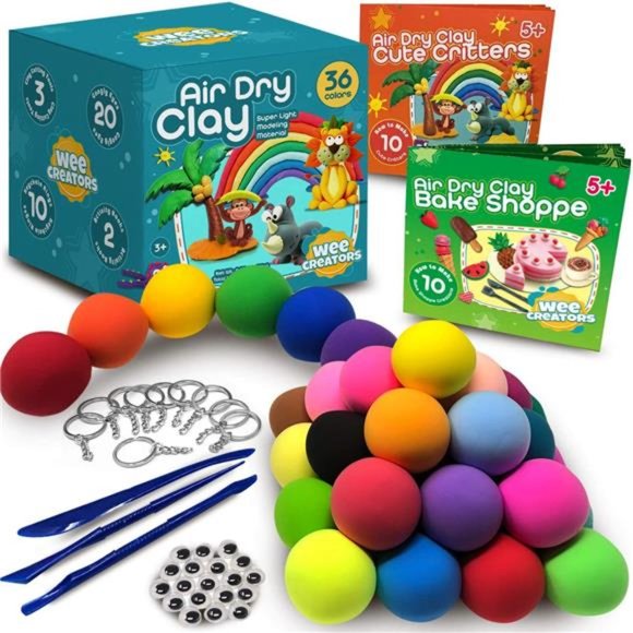 Air Dry Clay for Kids - 36 Colors Air Clay Kit w/ Activity Books & Accessories - Picture 1 of 7